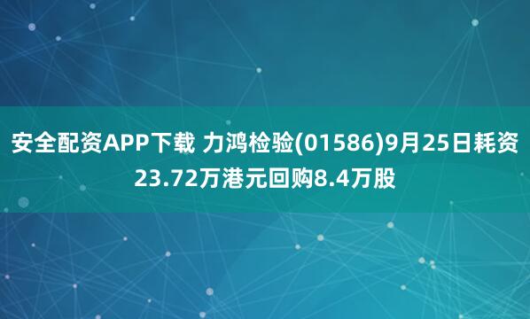 安全配资APP下载 力鸿检验(01586)9月25日耗资23.72万港元回购8.4万股