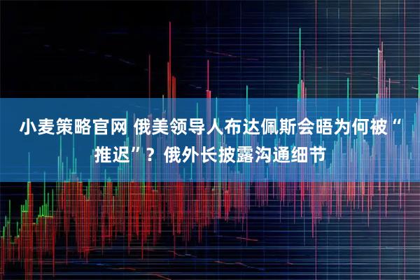 小麦策略官网 俄美领导人布达佩斯会晤为何被“推迟”？俄外长披露沟通细节